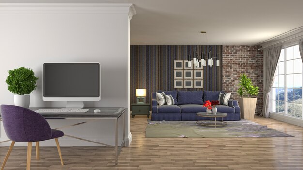 Illustration of the living room interior