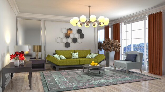 Illustration of the living room interior