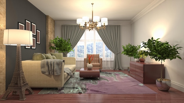 Illustration of the living room interior