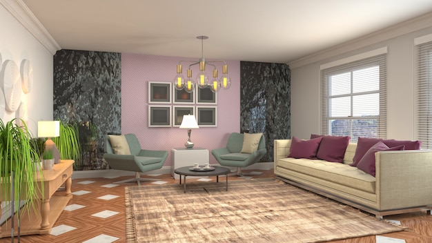 Illustration of the living room interior