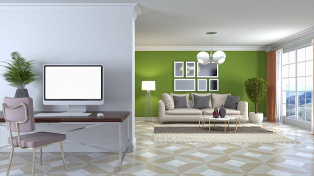 Illustration of the living room interior