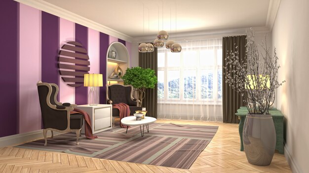 Illustration of the living room interior