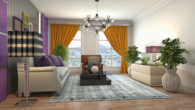 Illustration of the living room interior