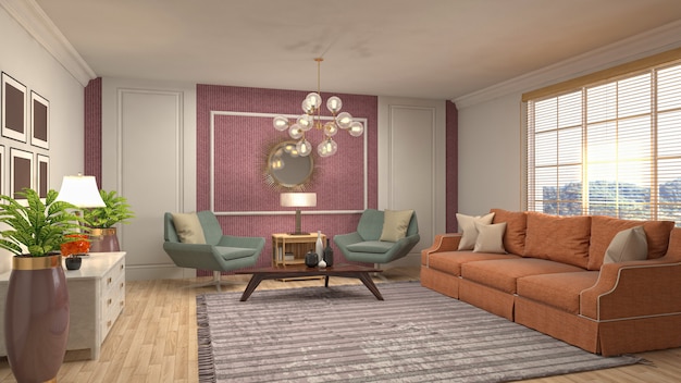 Illustration of the living room interior