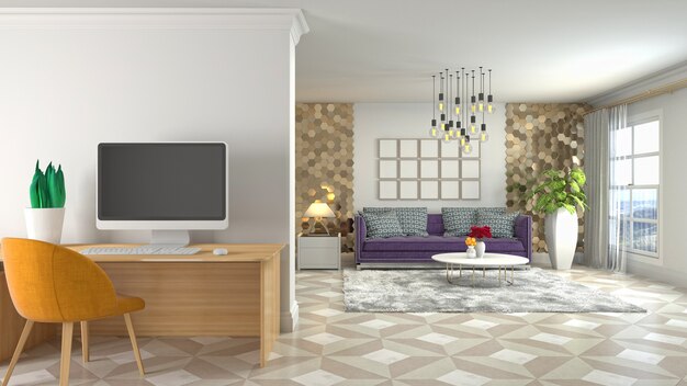 Illustration of the living room interior