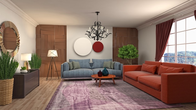 Illustration of the living room interior