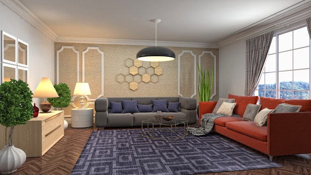 Illustration of the living room interior