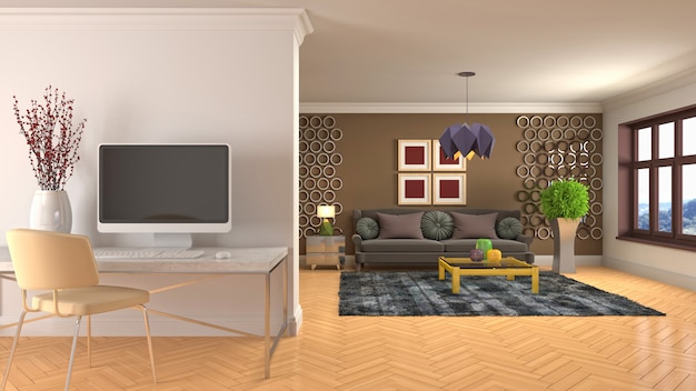 Illustration of the living room interior