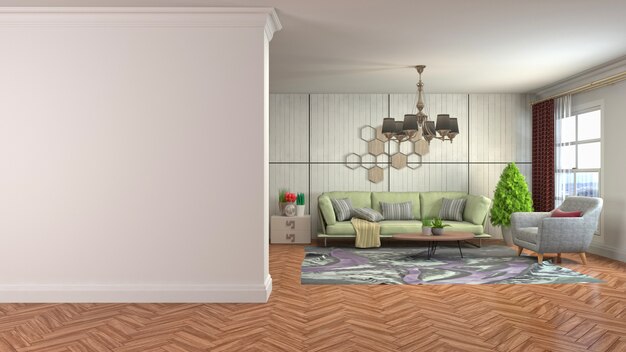 Illustration of the living room interior