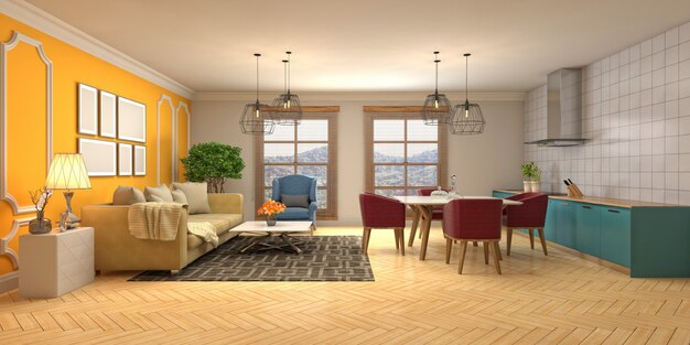 Illustration of the living room interior