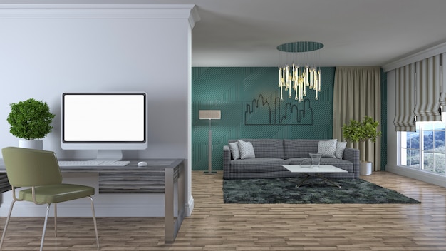 Illustration of the living room interior