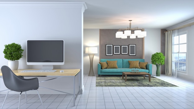 Illustration of the living room interior