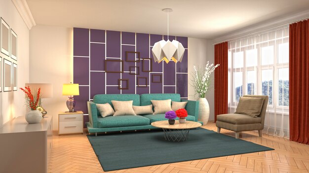 Illustration of the living room interior