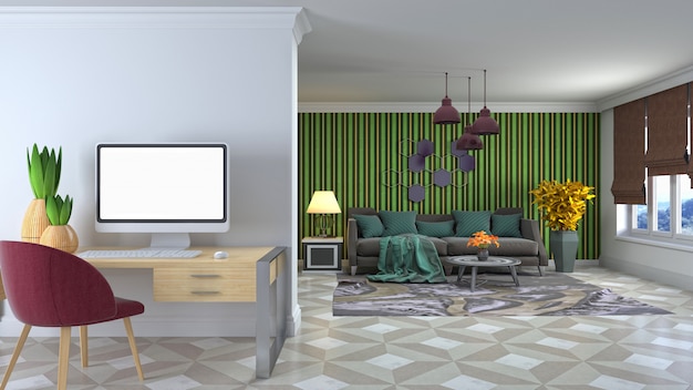 Illustration of the living room interior