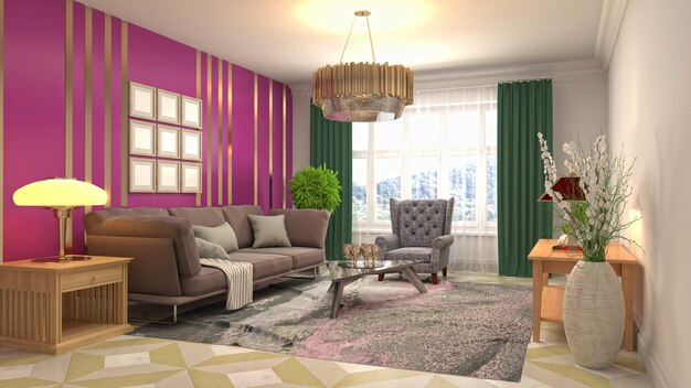 Illustration of the living room interior