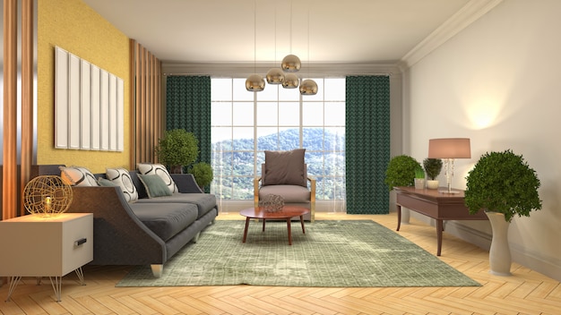 Illustration of the living room interior