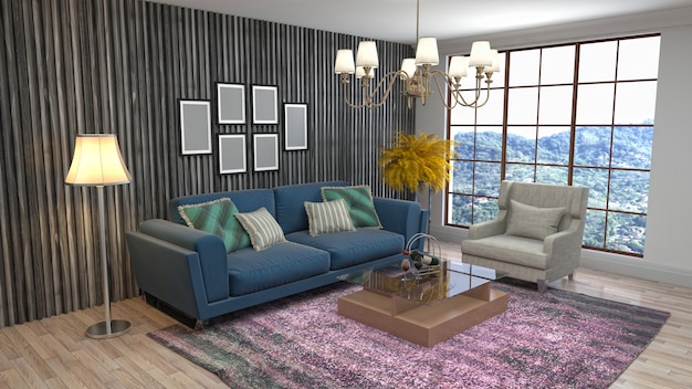 Illustration of the living room interior