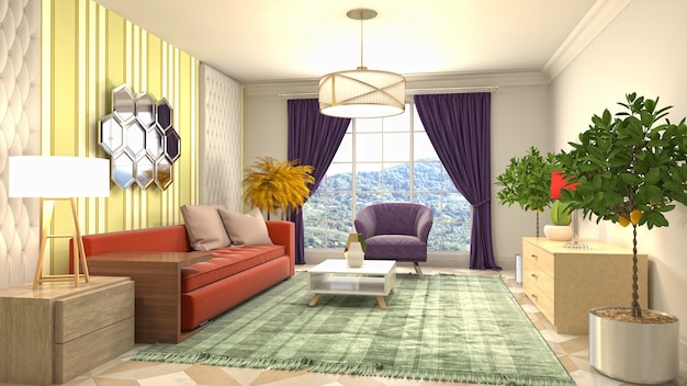 Illustration of the living room interior