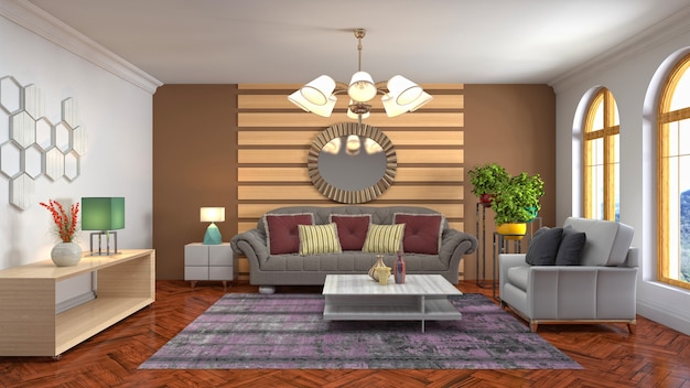 Illustration of the living room interior