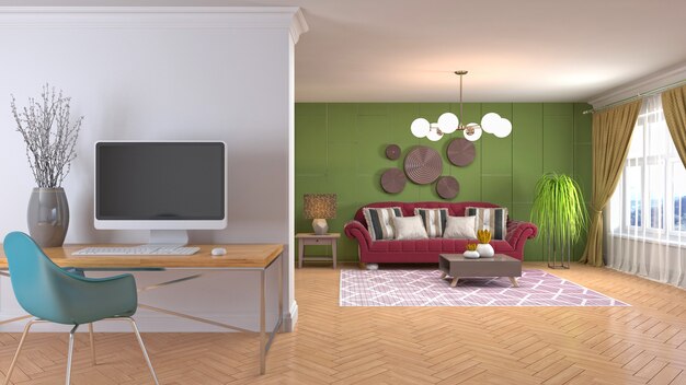 Illustration of the living room interior