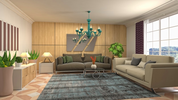 Illustration of the living room interior