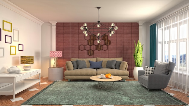 Illustration of the living room interior