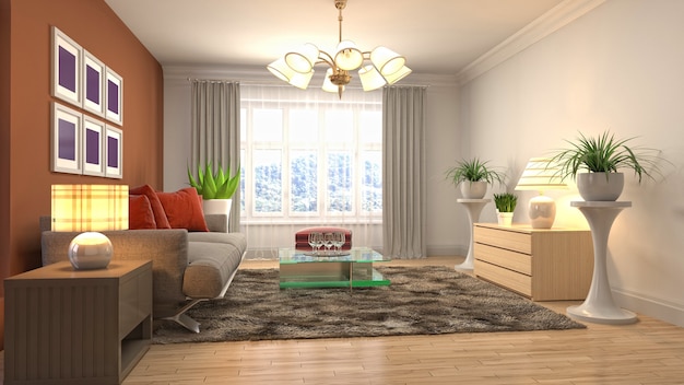 Illustration of the living room interior