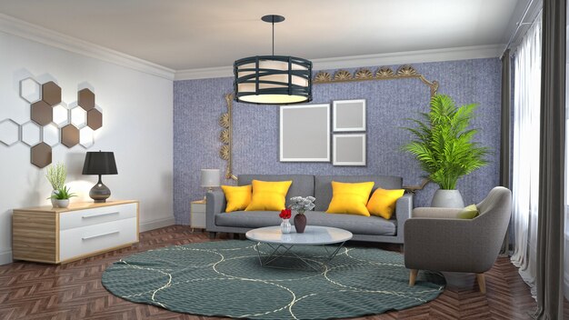 Illustration of the living room interior