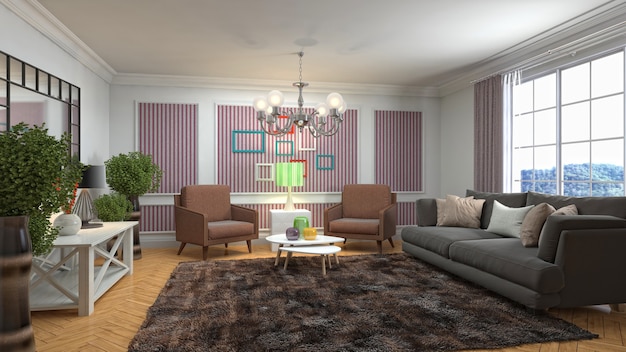 Illustration of the living room interior