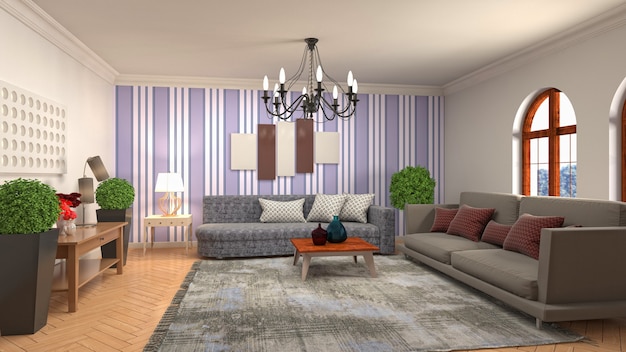 Illustration of a living room interior