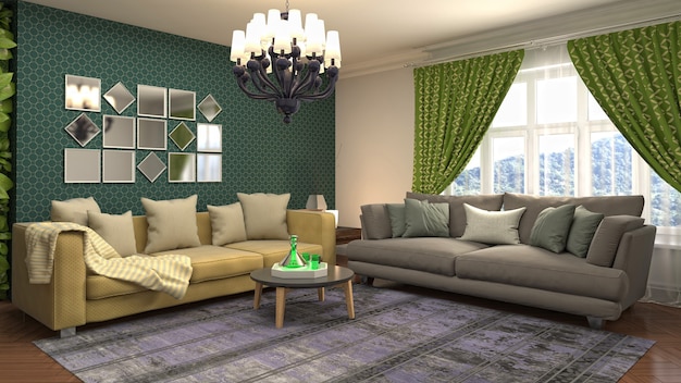 Illustration of a living room interior