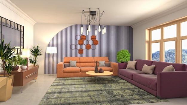 Illustration of a living room interior