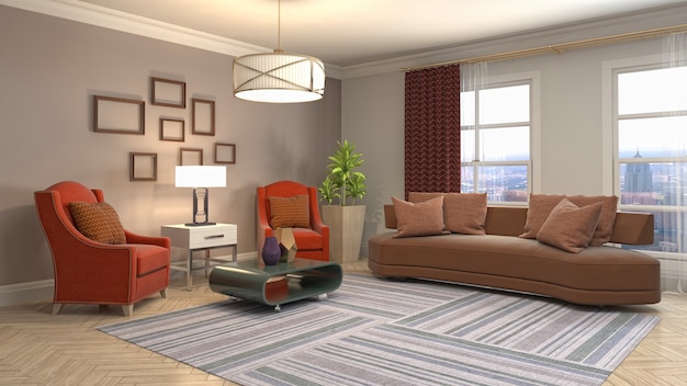 Illustration of the living room interior