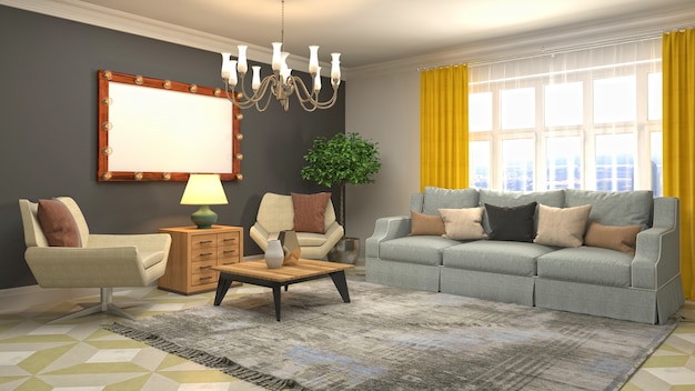 Illustration of the living room interior