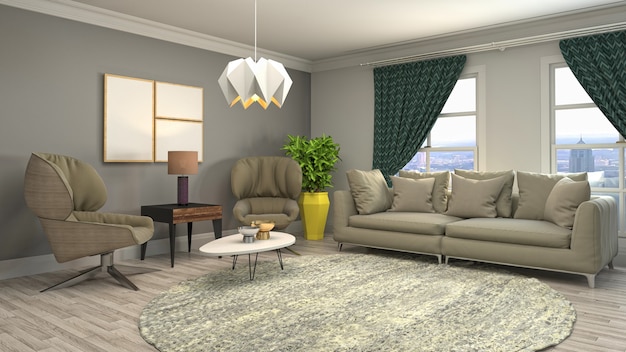 Illustration of the living room interior