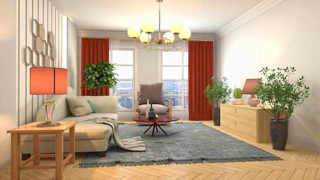 Illustration of the living room interior