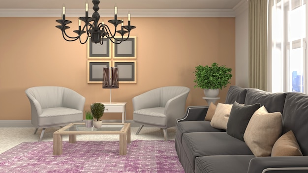 Illustration of the living room interior