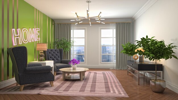 Illustration of the living room interior