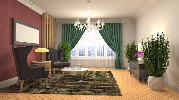 Illustration of the living room interior