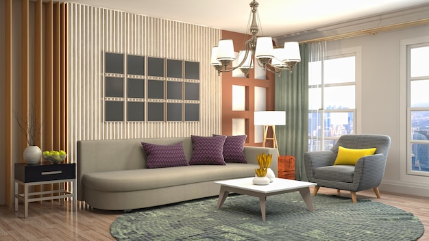 Illustration of the living room interior