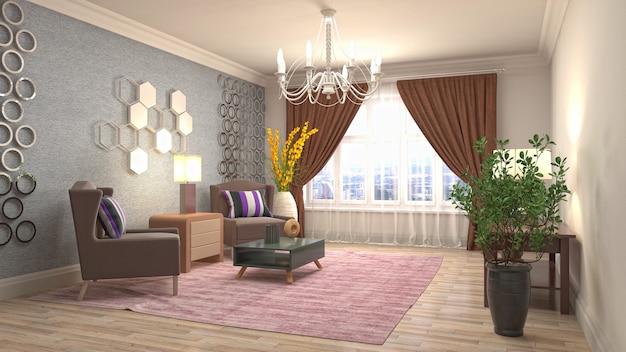 Illustration of the living room interior