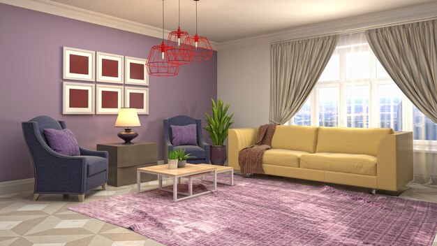 Illustration of the living room interior