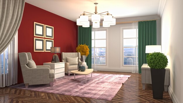 Illustration of the living room interior