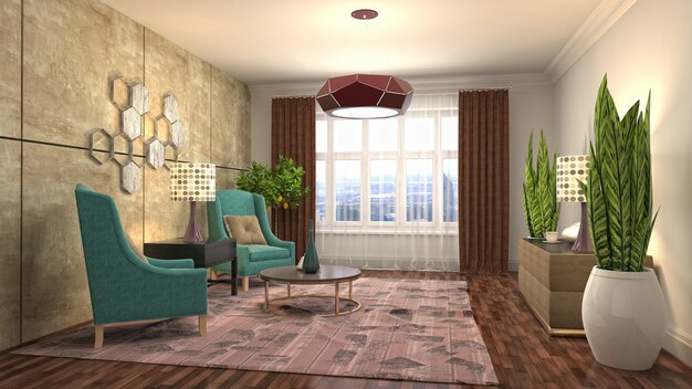 Illustration of the living room interior