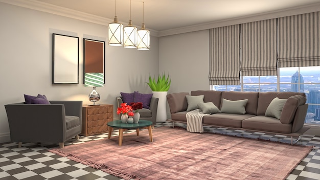 Illustration of the living room interior