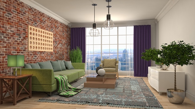 Illustration of the living room interior