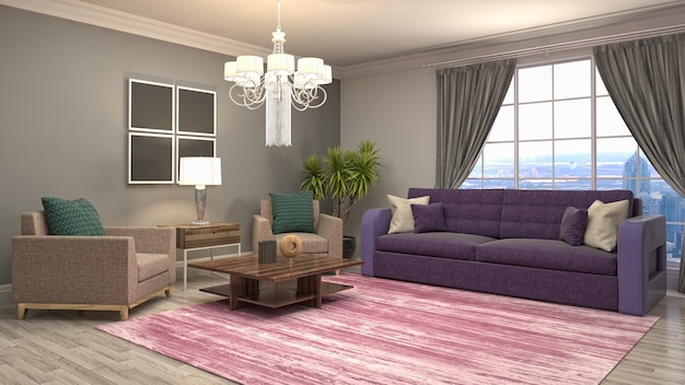 Illustration of the living room interior