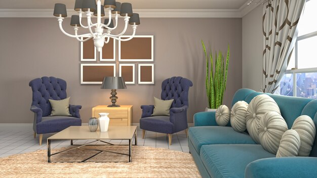 Illustration of the living room interior