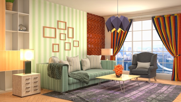 Illustration of the living room interior