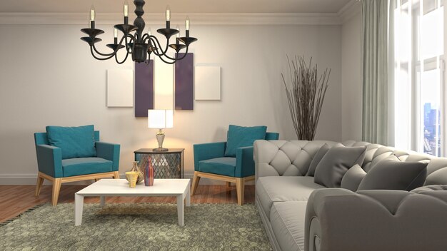 Illustration of the living room interior